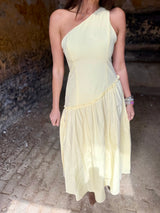Louise One Shoulder Dress - Lemon