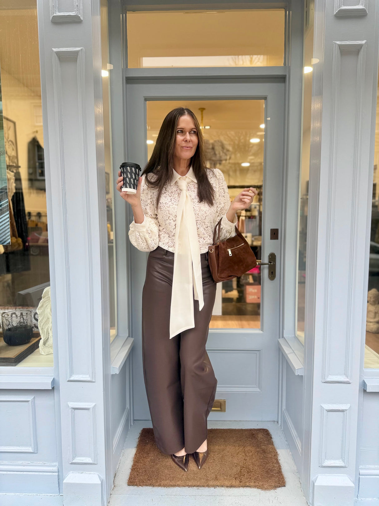 Cara Lace Pussy Bow Blouse - Ecru