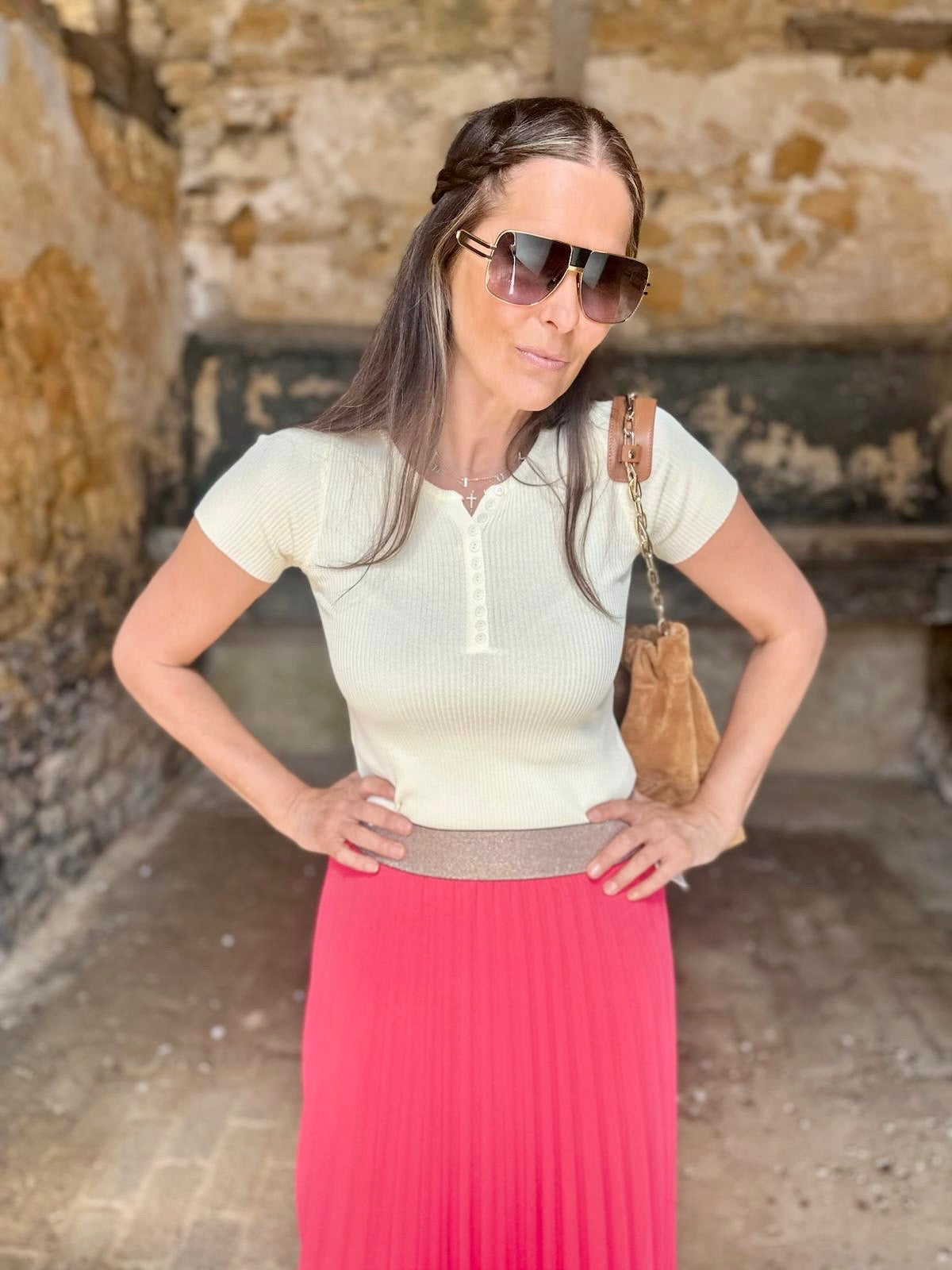 Kaia Midi Skirt - Neon Pink