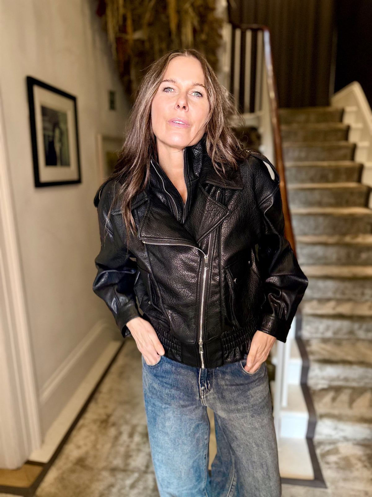 Cleo Faux Leather Jacket - Black