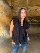 Arden Ruffle Blouse - Black