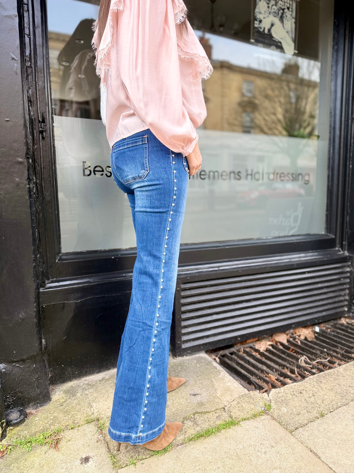 Stella Studded Bootcut Jean - Blue