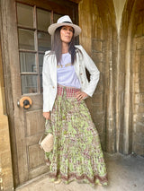 Believer Tiered Maxi Skirt Pea Green