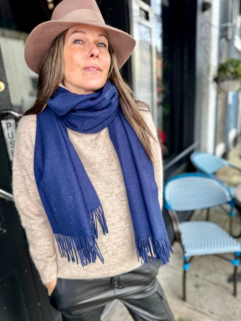 Cashmere Scarf Navy