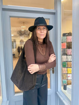 Clare Essential Top With Lace - Chocolate