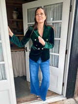Blazer Victoria de terciopelo verde esmeralda