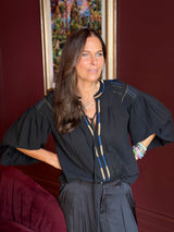 Citrine Blouse With Tassel - Black