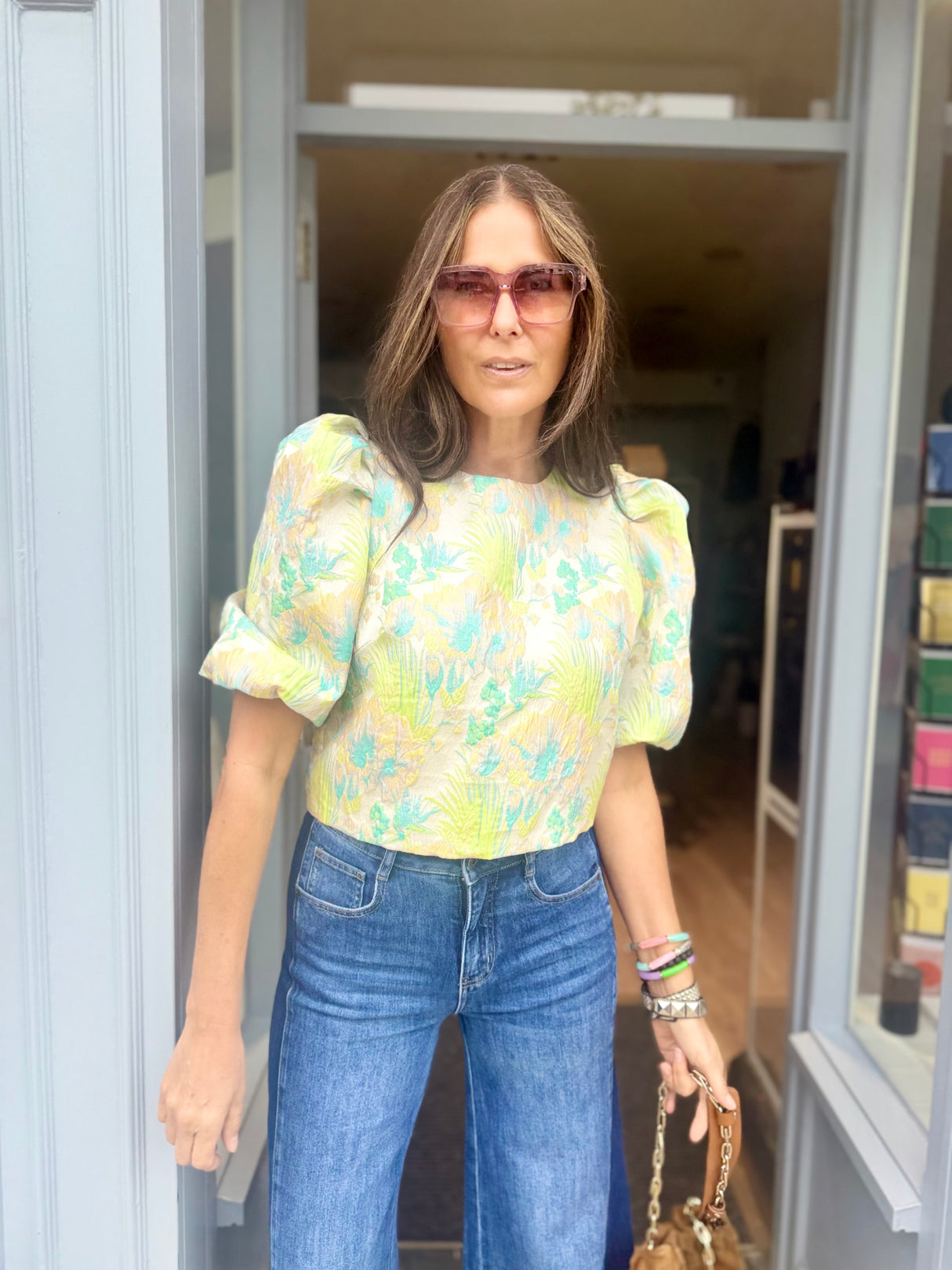 Novalie Cropped Blouse - Blue