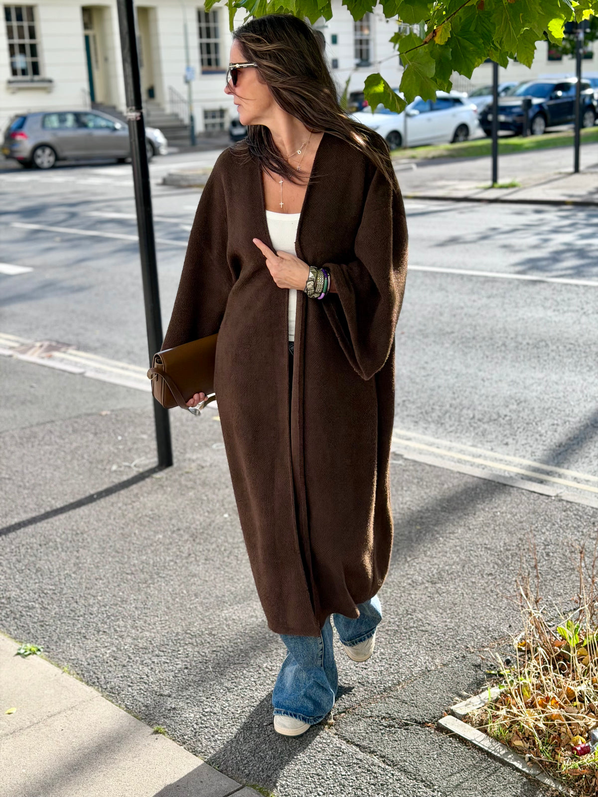 Saville Long Line Knit - Chocolate