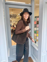 Clare Essential Top With Lace - Chocolate