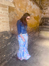 Falda floral vintage Toni - Hortensia azul