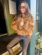 Shauna Faux Suede Bomber - Tan