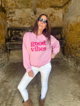 Good Vibes Sweatshirt - Baby Pink