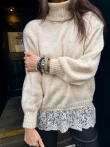 Arabella Lace Roll Neck Jumper - Oat