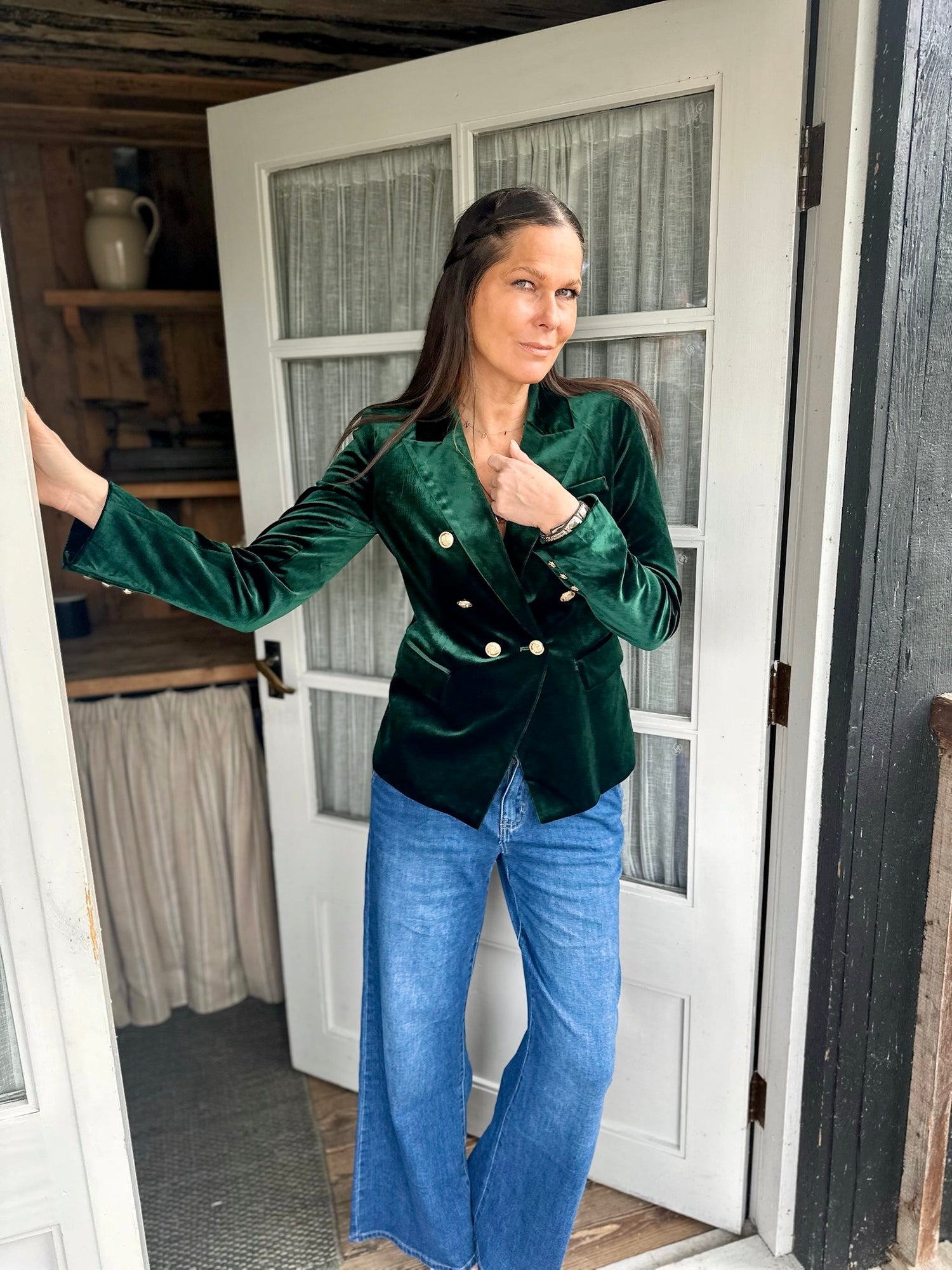 Victoria Velvet Blazer Emerald – Law