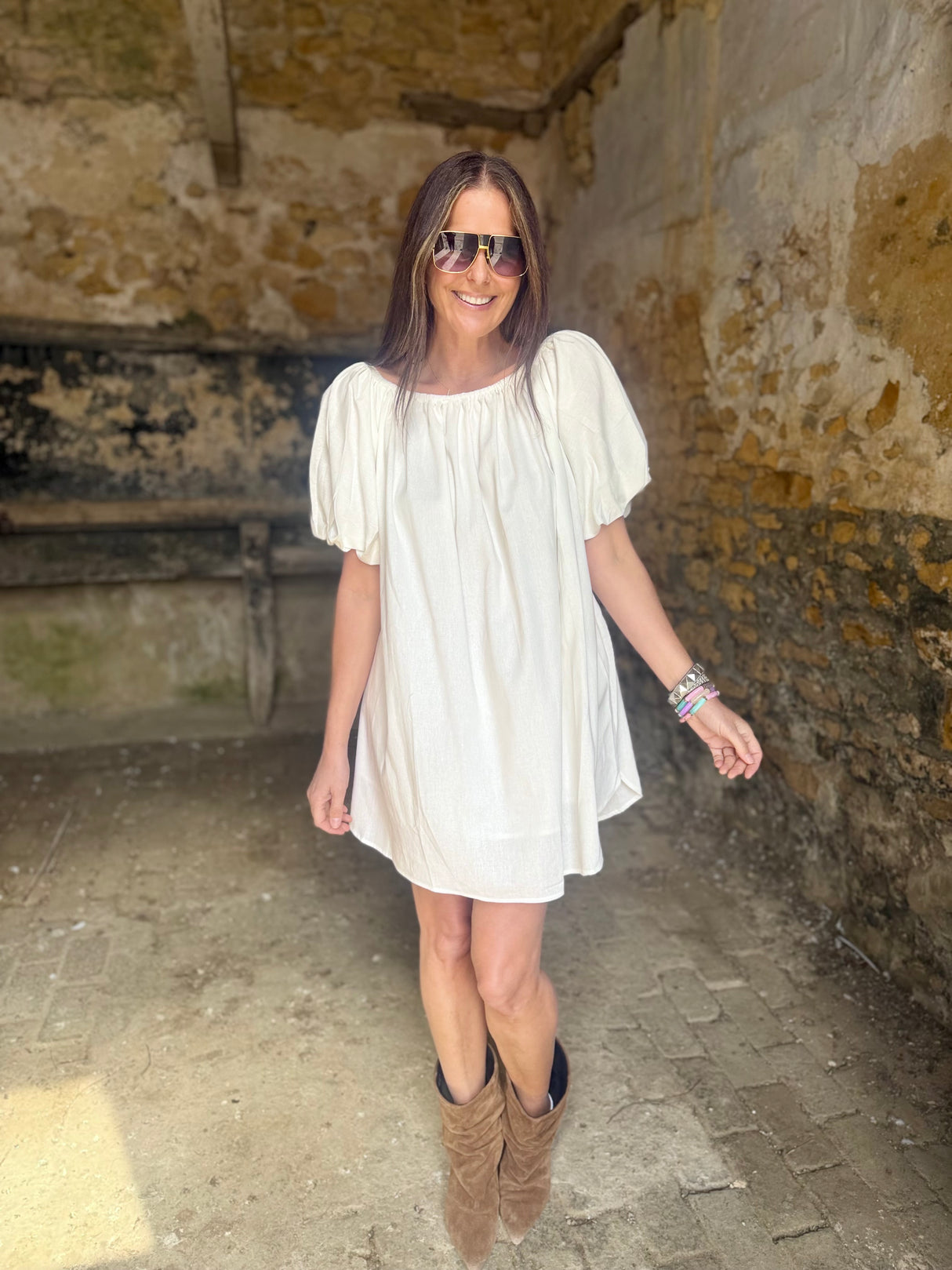 Off The Shoulder Dress- White
