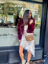 Anastasia Faux Fur Coat - Cherry