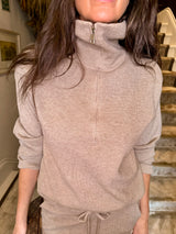Farah Knitted Quarter Zip - Beige
