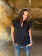 Arden Ruffle Blouse - Black