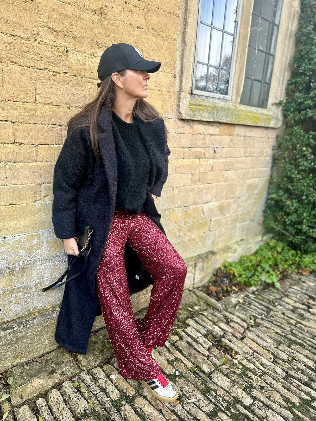 Pantalón de lentejuelas Dion - Rubí