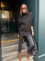 Arabella Lace Roll Neck Jumper - Black