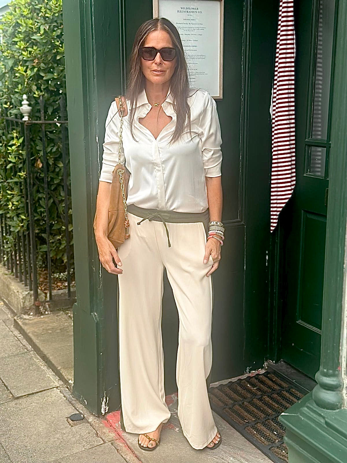 Tempest Pant - Nude with Khaki Stripe