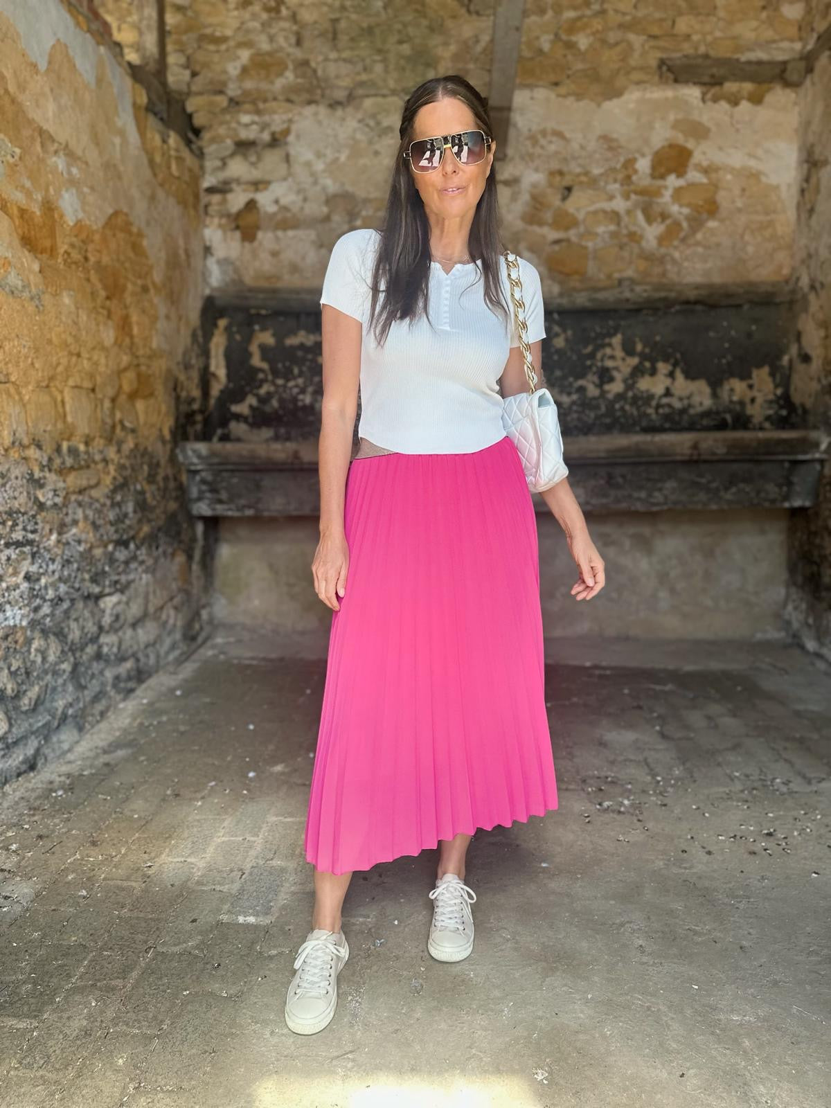 Kaia Midi Skirt - Hot Pink