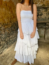 Laurie Ruffle Maxi Dress - White
