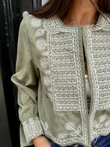 Oriana Embroidered Jacket - Khaki