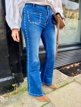 Stella Studded Bootcut Jean - Blue