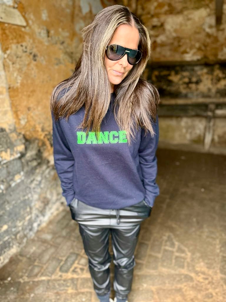 Sudadera DANCE azul marino verde neón