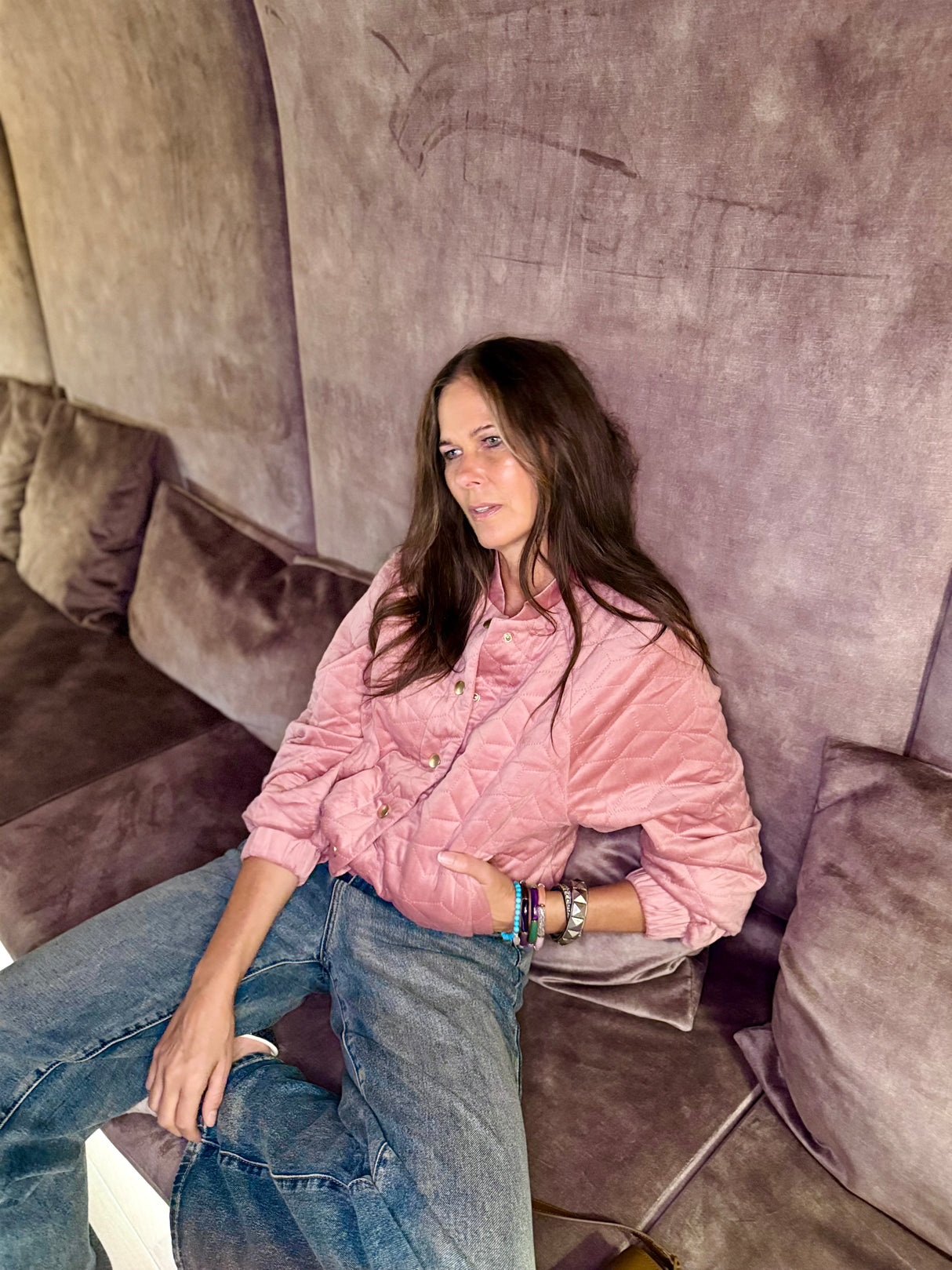 Cherry Padded Jacket - Rose