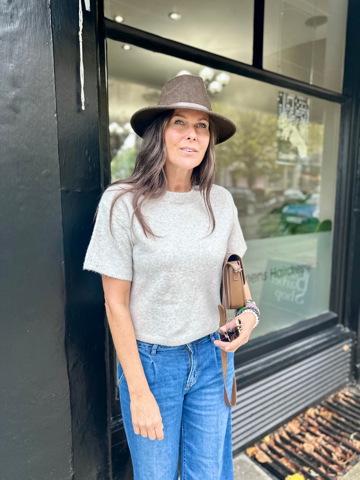 Harriet Short Sleeve knit - Grey