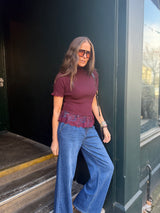 Ophelia Short Sleeve Turtleneck - Cherry