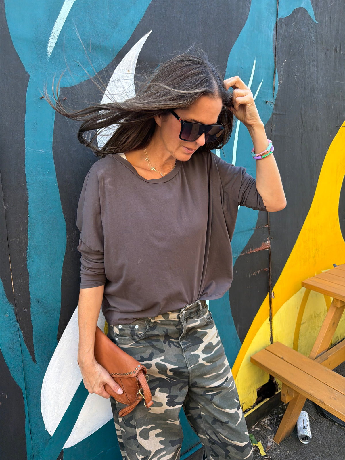 Slouchy LS Top - Choc