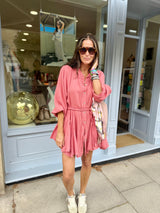 Minnie Cotton Mini Dress - Rust