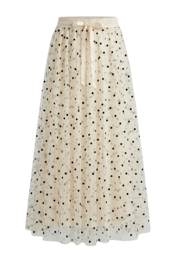 Polka Dot Tulle Skirt - Ecru/Noir
