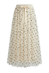 Polka Dot Tulle Skirt - Ecru/Noir