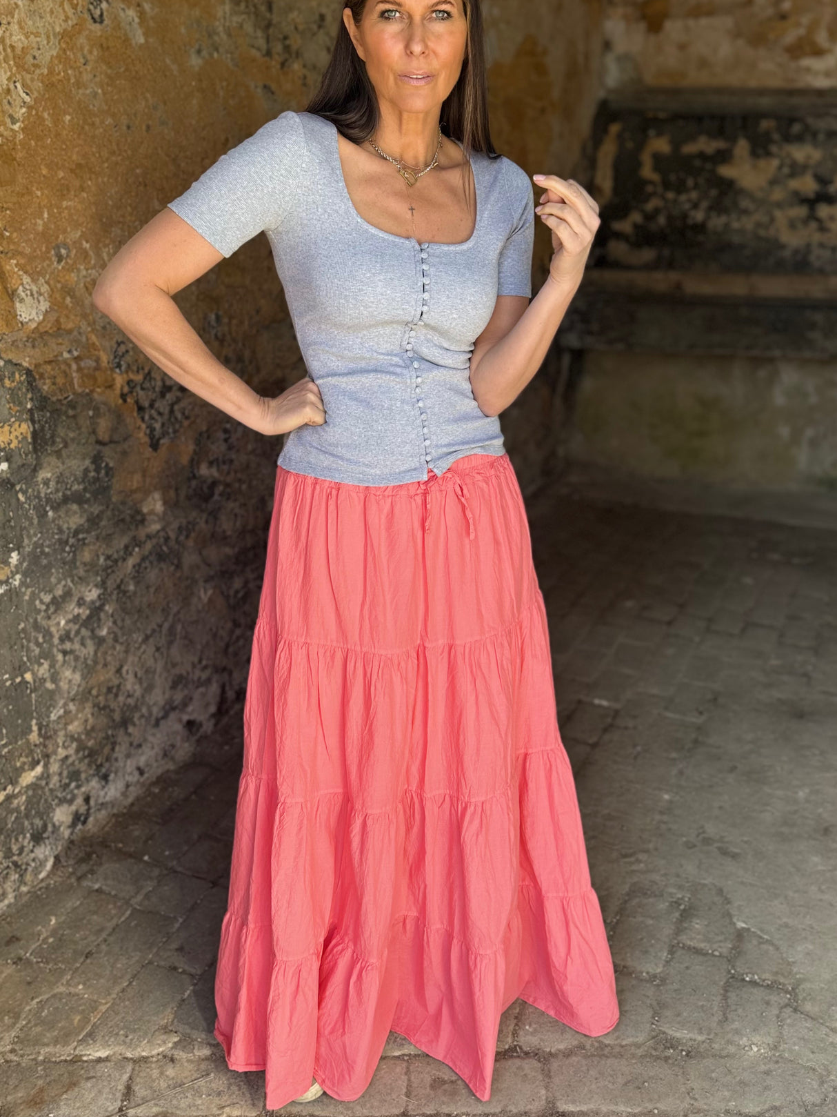 Amber Maxi Skirt - Coral