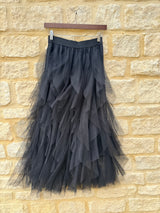 Rosalie Tulle Midi Skirt - Black