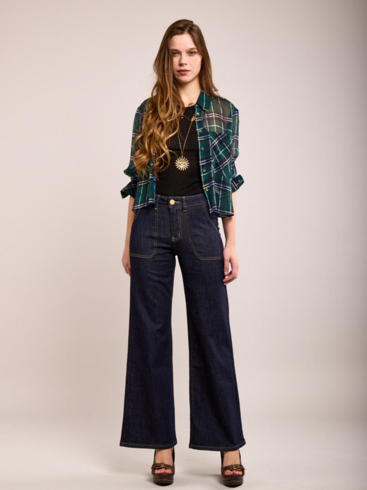 Pantalones anchos Crush con lavado índigo