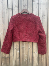 Cecile Cropped Tweed Jacket - Claret