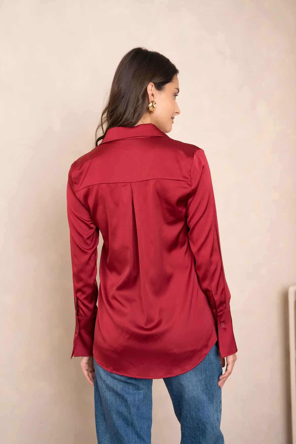 Camisa de satén Camille burdeos