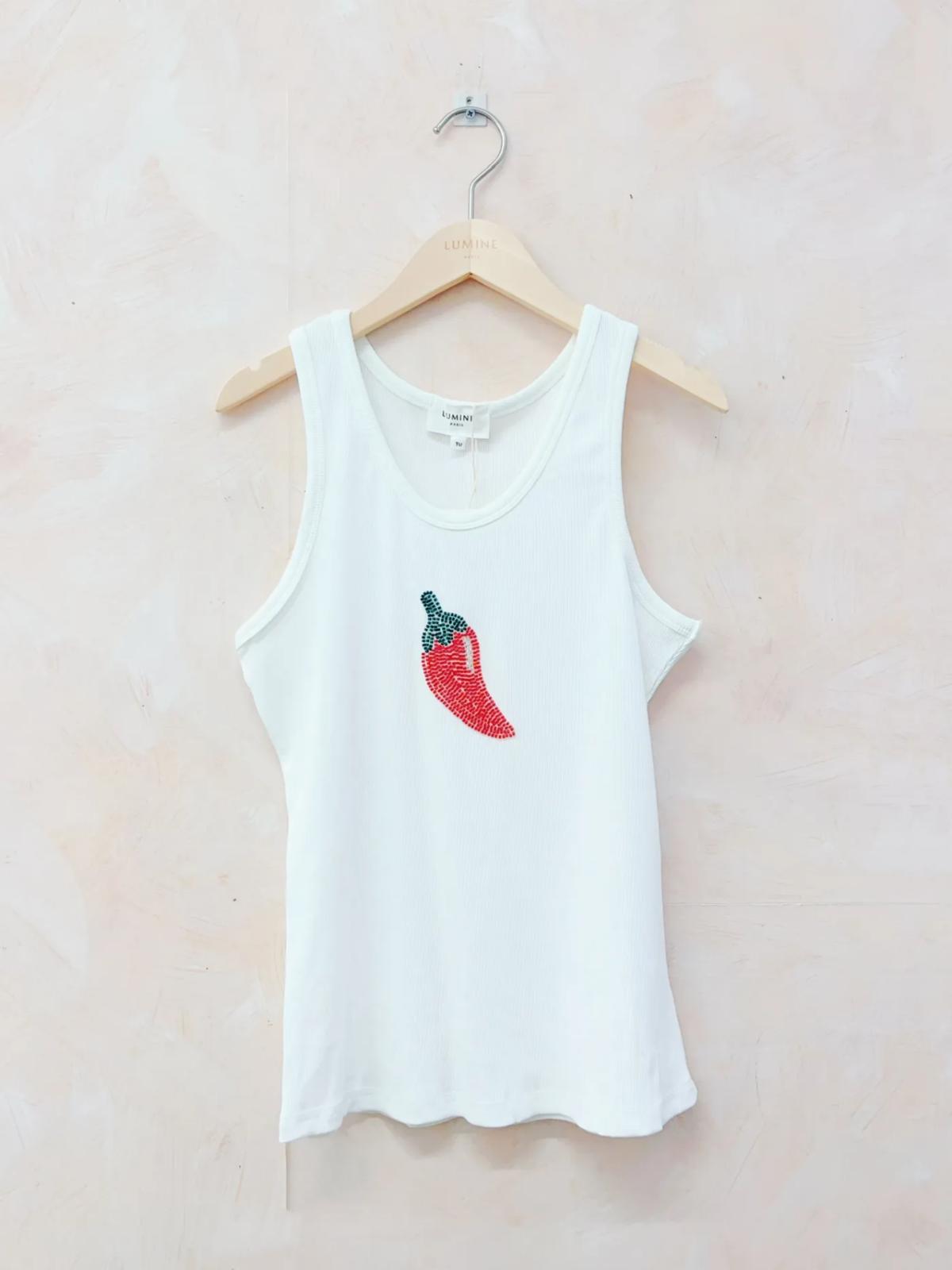 Embellished Tank - Chilli