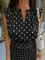 Lydia Polka Dot Blouse - Black