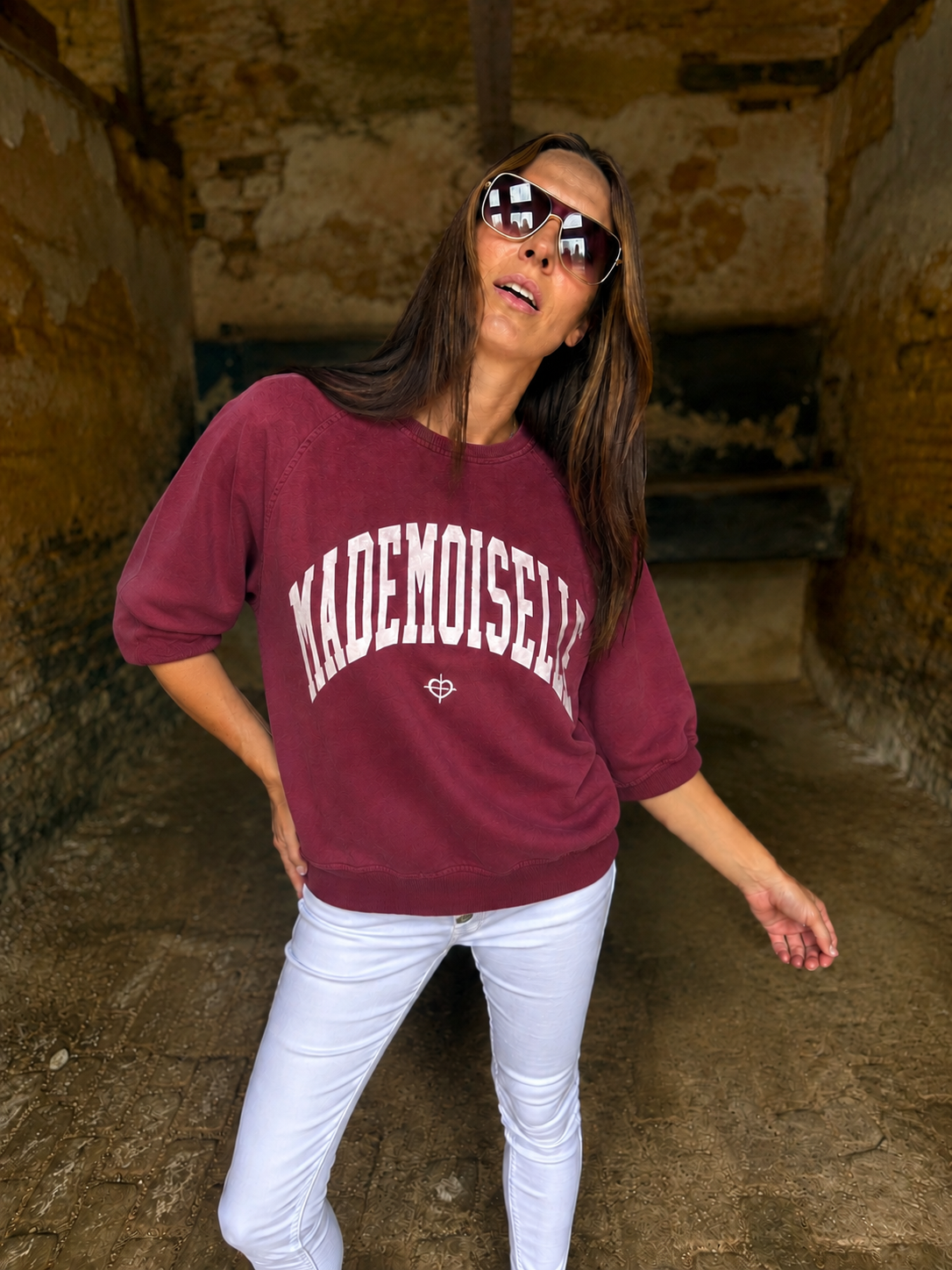 Mademoiselle Sweatshirt - Burgundy/Pink