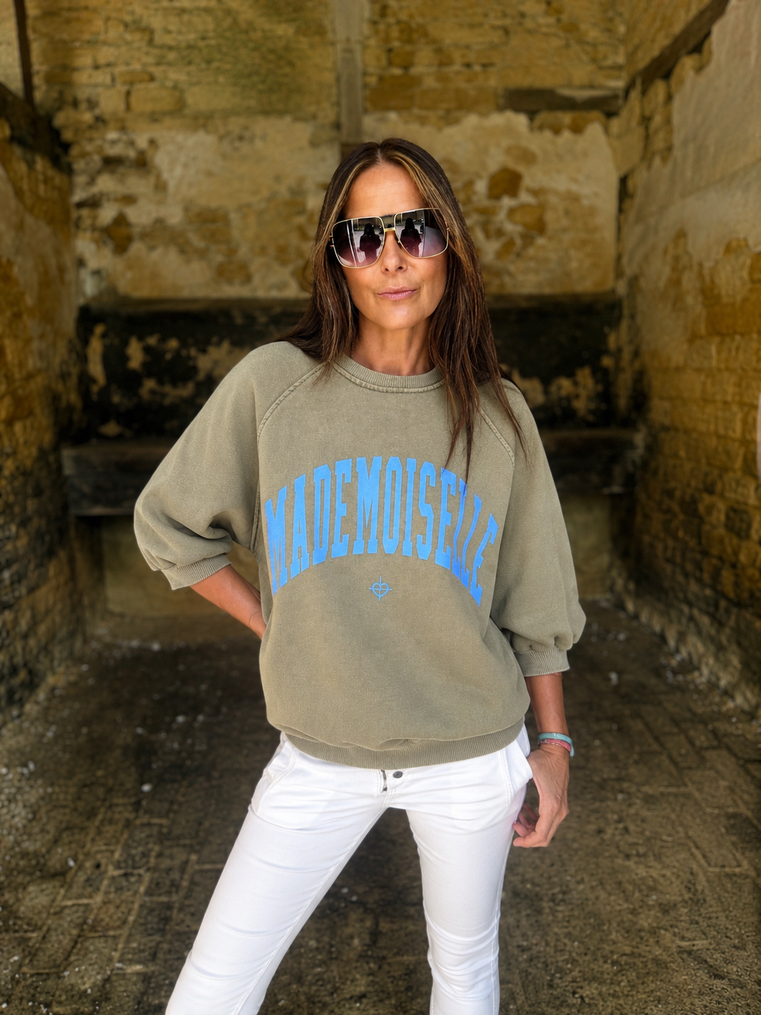 Mademoiselle Sweatshirt - Khaki/Blue