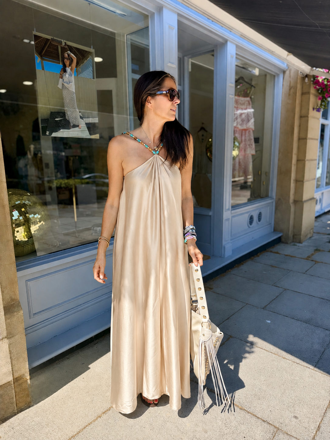 Lottie Beaded Maxi Dress - Champagne