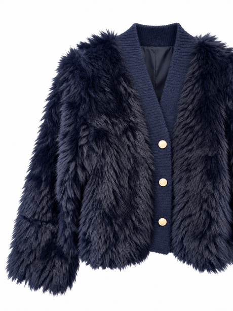 Kennedy Faux Fur Jacket - Navy