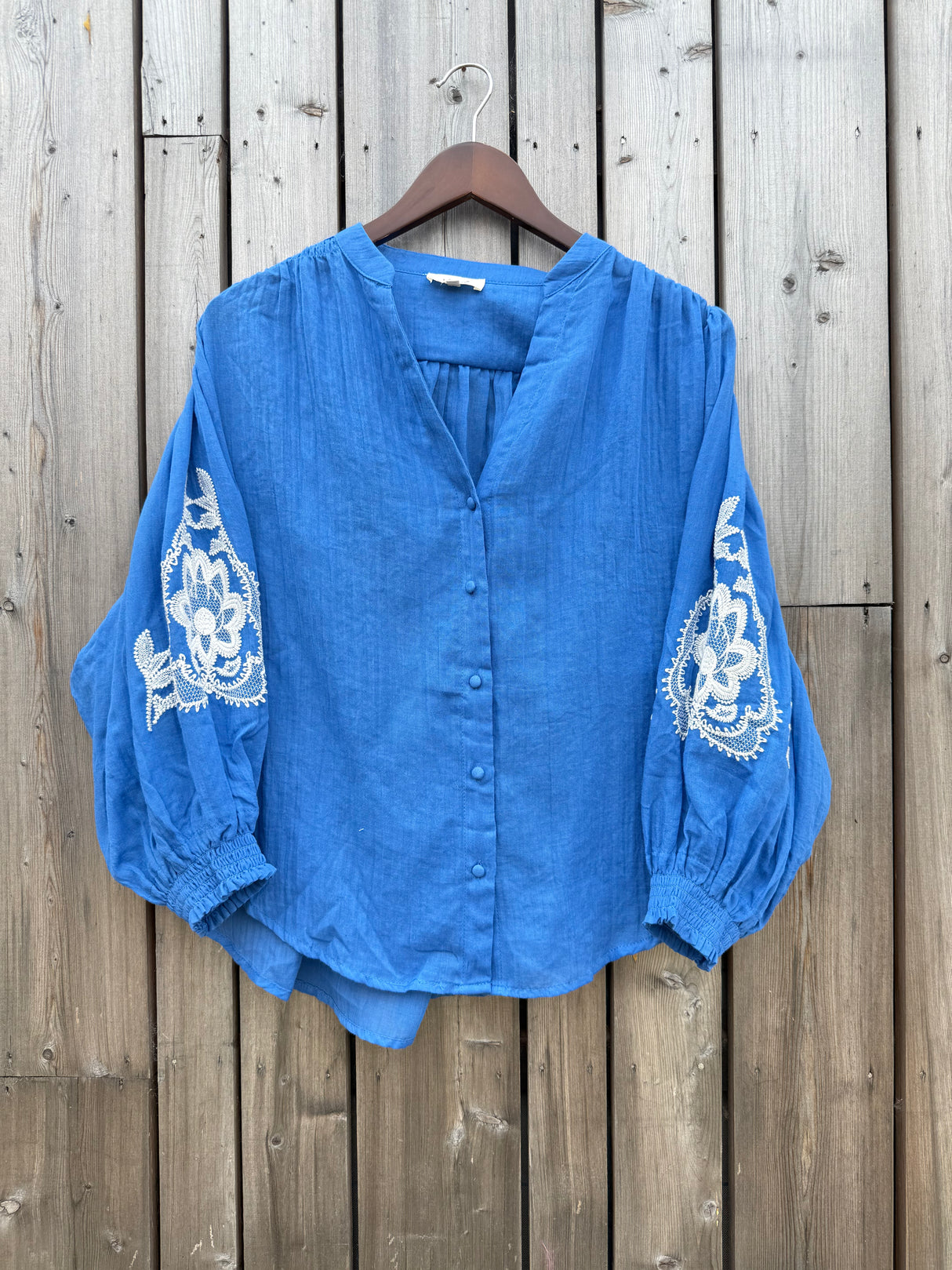 Cameron Embroidered Blouse - Blue
